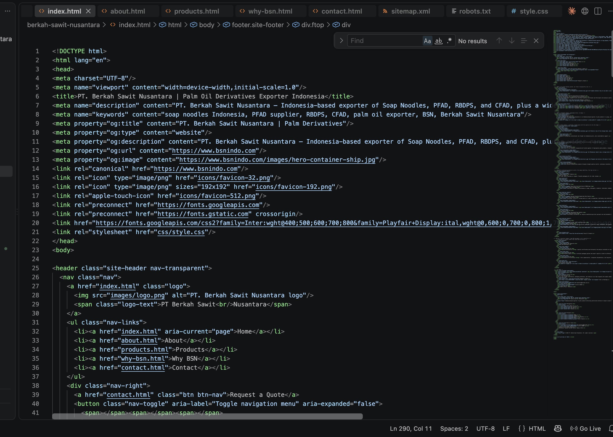 BSN site head — meta tags and SEO markup