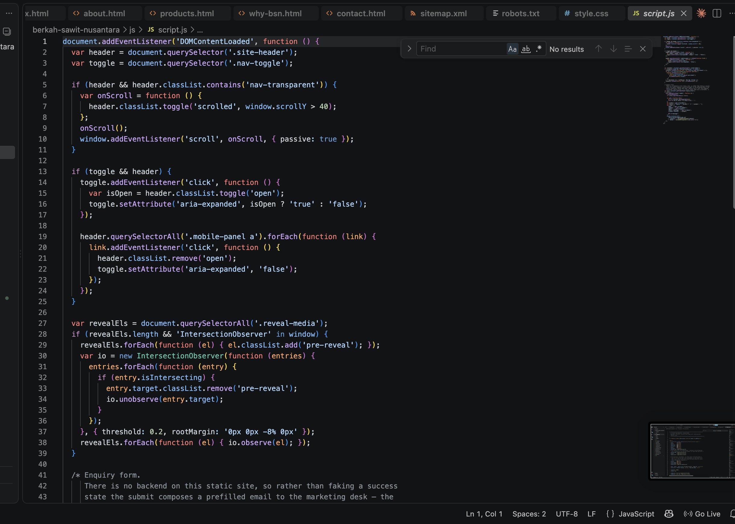 BSN site interaction script