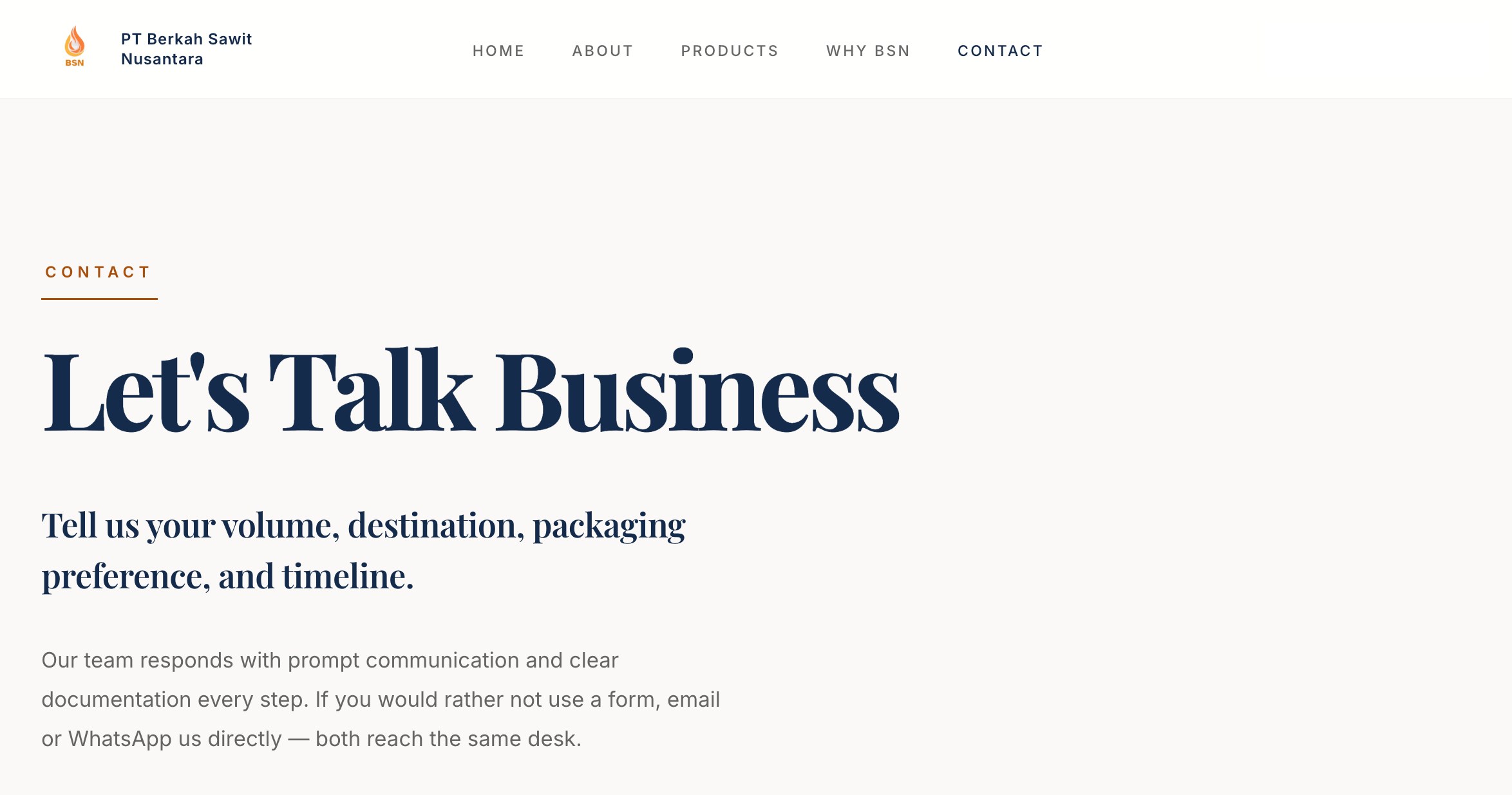 BSN contact page